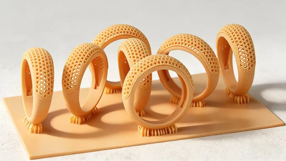 The Complete Guide to Lost-Wax Casting for Jewelry: From Digital Design to Finished Piece Close up of fine surface features on SLS 3D printed jewelry, precise small details for jewellery design