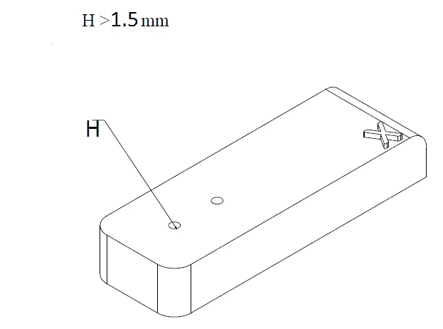 SLS Design Guide: Wall Thickness, Hole Diameter, Tolerances, and Living Hinges Schematic diagram illustrating the minimum printable hole diameter for SLS selective laser sintering 3D printing