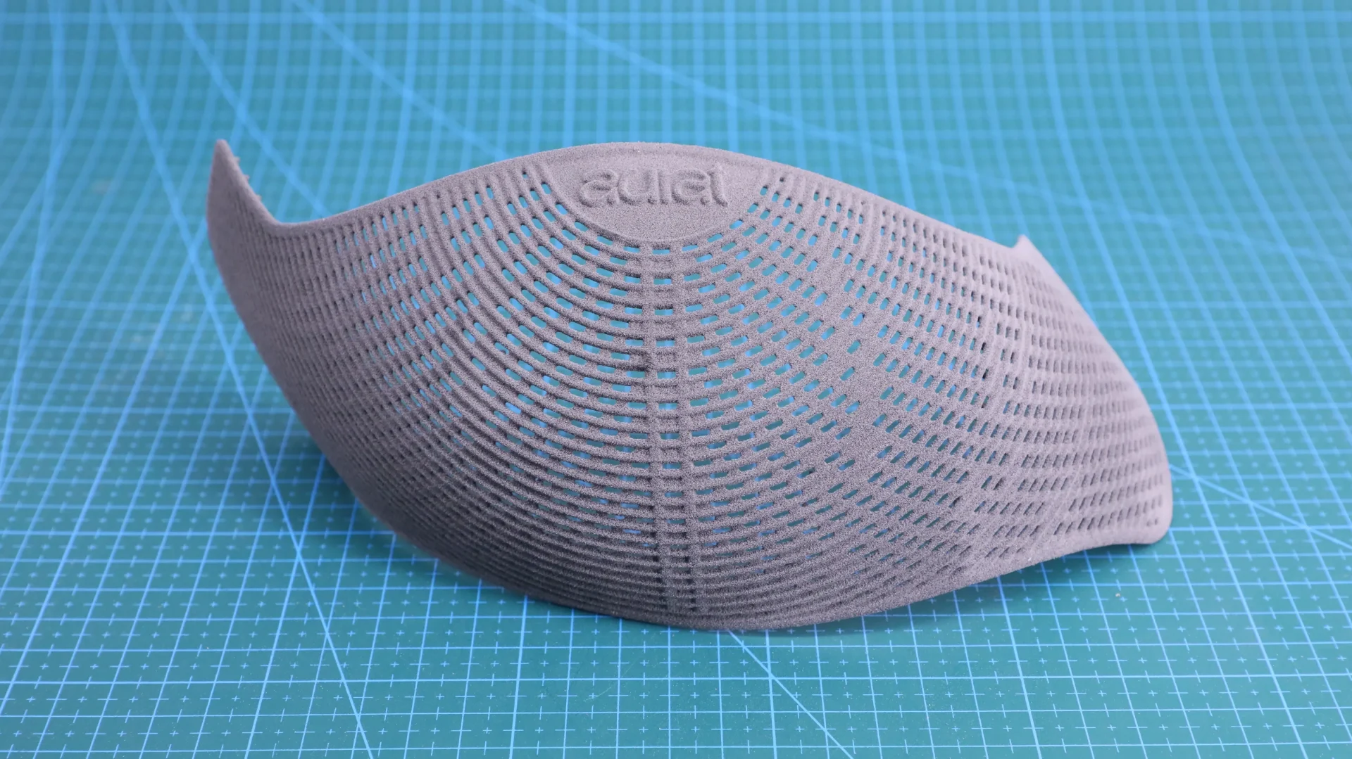 Flexible TPU helmet visor prototype printed by SLS1518 selective laser sintering 3D printer